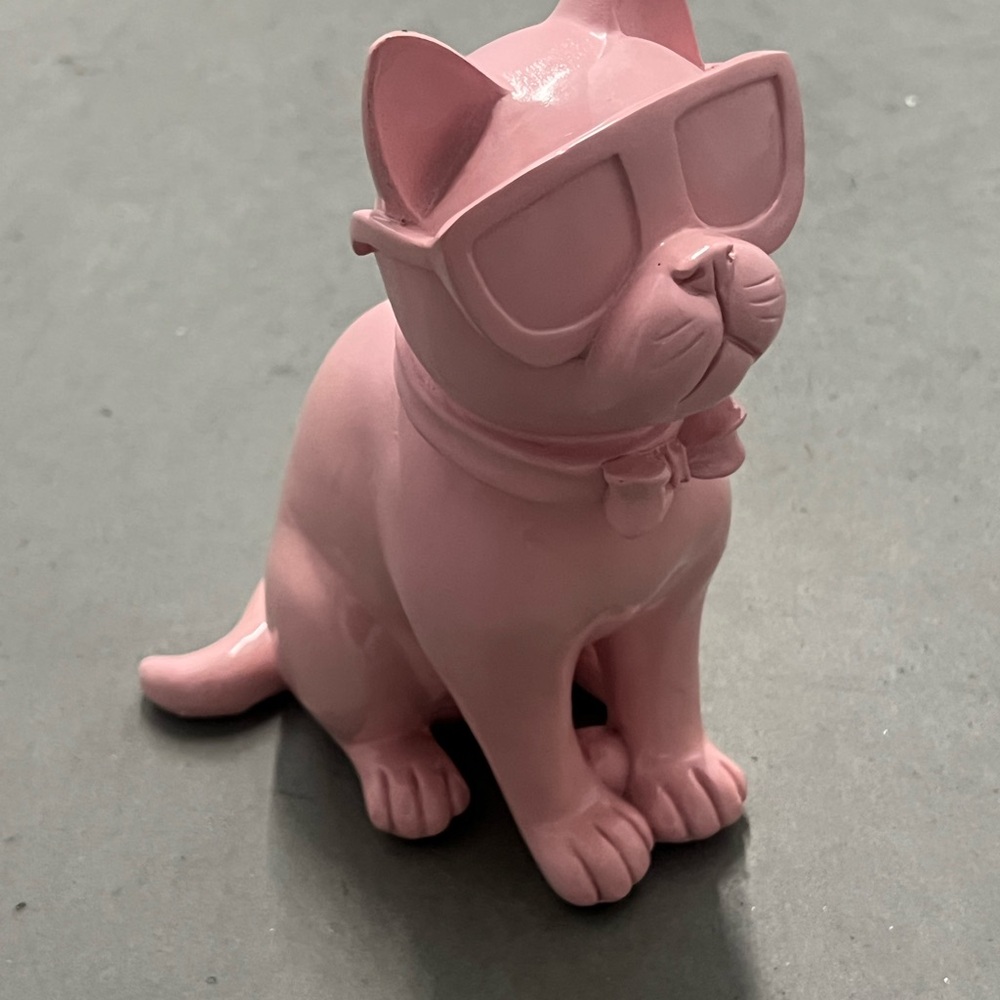 Pink “Cool Cat” Resin Sculpture. Gift. Cat Lady. Home Decor.  New